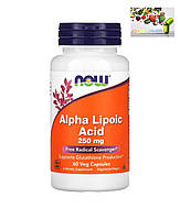 АЛК, Альфа липоевая кислота , NOW Foods, альфа-липоевая кислота, 250 мг, 60 вегетарианских капсул