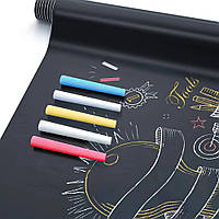 Пленка для рисования мелом 60х200см + 5 разных мелков / Детская доска для рисования мелом