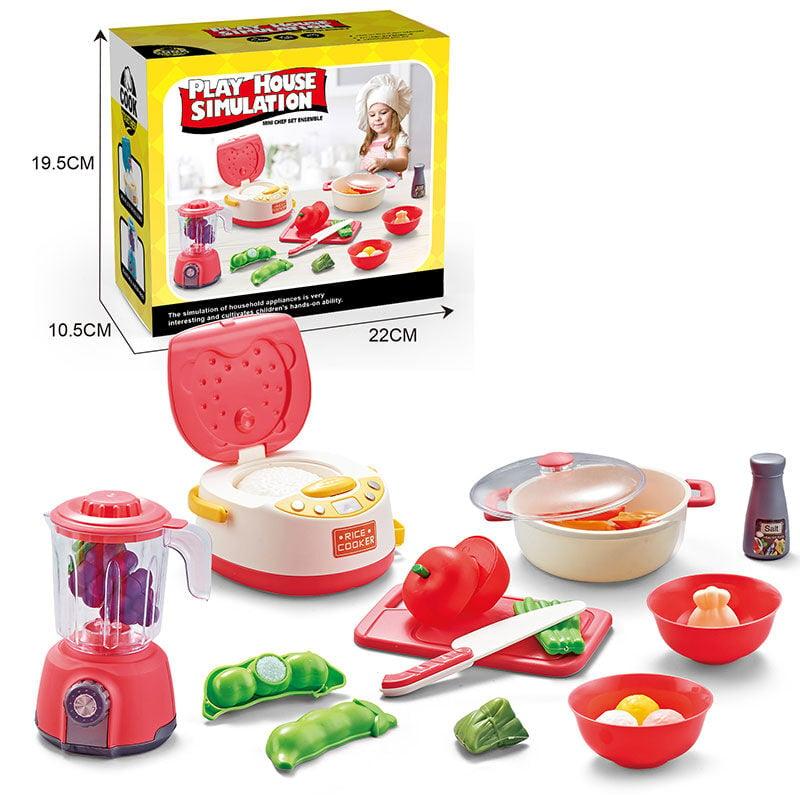 Дитячий ігровий набір Кухня з посудом, іграшка мультиварка, блендер, муляж їжі на липучках, іграшкові продукти, посуд
