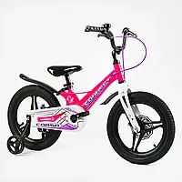 Детский двухколесный велосипед для девочки 16 дюймов литые диски магниевая рама Corso CONNECT MG-16117 розовый