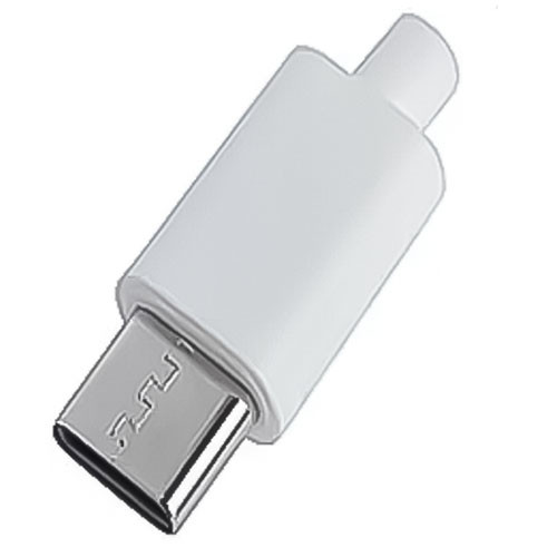 Штекер USB type C, під шнур, пластик, білий, 1уп-10шт.