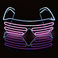 Світлодіодні Led El окуляри RESTEQ окуляри для вечірок, паті, рожеві з блакитним обідком.