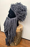 Зимова шапка вікінга RESTEQ з дредами та довгою бородою сіра, фото 4