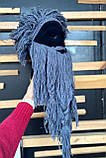 Зимова шапка вікінга RESTEQ з дредами та довгою бородою сіра, фото 6