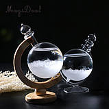 Барометр Штормгласс RESTEQ глобус великий, крапля Storm glass на скляній підставці, фото 4