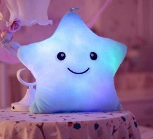 Подушка Зірочка з підсвічуванням RESTEQ, М'яка іграшка зірка, що світиться блакитна