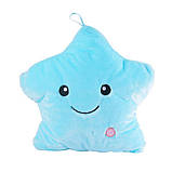 Подушка Зірочка з підсвічуванням RESTEQ, М'яка іграшка зірка, що світиться блакитна, фото 3