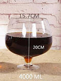 Великі скляні келихи для коньяку та вина RESTEQ. 4000мл. Товсте скло, фото 3