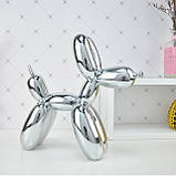 Статуетка Собачка з кульки RESTEQ срібна. Фігурка для інтер'єру Собака з кульки ковбаски 10х10х4 см. Декор Jeff Koons Balloon dog, фото 2