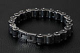 Чоловічий браслет RESTEQ із нержавіючої сталі у вигляді мотоциклетного ланцюга, чорний, фото 6