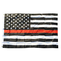 Прапор США із червоною лінією 150х90 см. Чорно-білий прапор RESTEQ. Прапор Америки. American flag