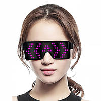 Рожеві світлодіодні окуляри RESTEQ із вбудованим акумулятором, 8 режимів роботи. Світлодіодні Led El окуляри
