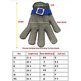 Кільчужна рукавичка RESTEQ XL з нержавіючої сталі, рукавички від порізів, захисні порізостійкі, фото 4
