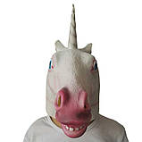 Гумова маска єдиноріг RESTEQ, латексна маска єдинорога, маска тварини, косплей єдинорога, фото 4