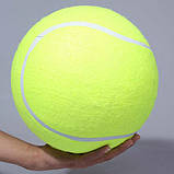 Великий тенісний м`яч 24 см, насос у комплекті. Тенісний м`яч великого розміру. Іграшка для собак, дітей, фото 6