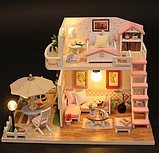 Ляльковий дерев`яний будиночок CuteBee. Конструктор мініатюрний ляльковий будиночок з підсвічуванням 20x17x16.5см, фото 8