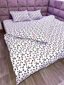 Постільна білизна Королева Ночі (Жатка Premium) | Полуторний комплект | 50х70 | Метелики на білому