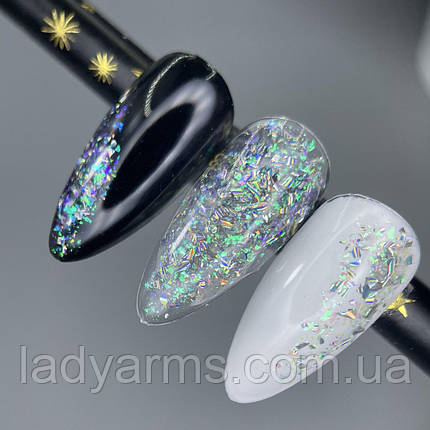 SG 018П SHINE GEL Lady Arms гель для дизайну блискітки 5 гр флакон з пензликом пластик, фото 1