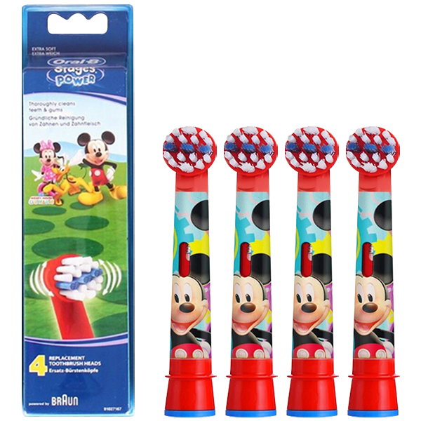 Насадка для електричної зубної щітки Oral-B Kids Stages Power EB10 Mickey Mouse (Мікі Маус) Red (4 шт.)