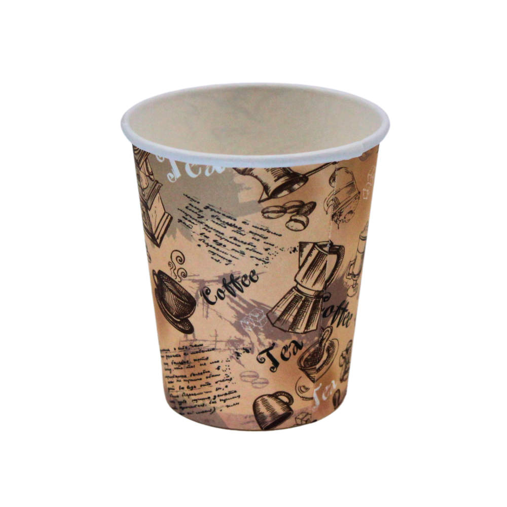 Стакан паперовий одношаровий КАВА(Coffee Tea) 175мл (КВ)(КР-69)(50шт/уп)(2000ящ), фото 1