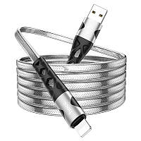 Плоский кабель hoco. U105 USB на Lightning до 2.4A 1.2 м Steel UP, код: 7812009