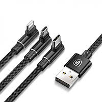 Кабель Baseus CAMLT-WZ MVP 3-in-1 USB to Micro Lightning Type-C 3.5A 1.2 m Черный UP, код: 8024615