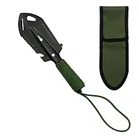 Лопата 10в1 для туризма с чехлом (зеленая) - универсальный инструмент