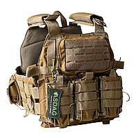 Плитоноска ASDAG М Cordura 1000D койот с системой быстрого сброса MOLLE + 7 подсумков