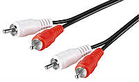 Кабель аудіо-сигнальний Delock RCA 2x2 M M 10.0m AWG30 Red White чорний (70.08.4275) UP, код: 7453678