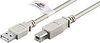 Кабель принтера Goobay USB2.0 A-B M M 2.0m AWG24+28 2xShielded Cu Certif. сірий (75.05.0831) UP, код: 7453733