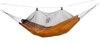 Туристичний гамак з москітною сіткою Hammock 240x150 см Коричневий Гамак для відпочинку із захистом від комах