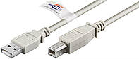 Кабель принтера Goobay USB2.0 A-B M M 5.0m AWG24+28 2xShielded Cu сірий (75.03.3319) UP, код: 7454386