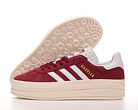 Кросівки жіночі Adidas Gazelle Bold бордові, кеди жіночі Адідас Газель, код KD-14656