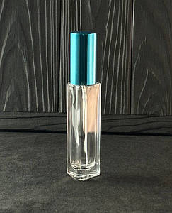 Флакон під закрутку 20 мл для парфумерії "Tomas" трикутної форми з блакитним розпилювачем