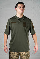 Поло олива coolmax тактична армійська чоловіча для зсу однотонна всу футболка військова на літо хакі статутна