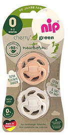 Пустушка кругла латекс Вишенька Зелена Серія для новонароджених Тілесний/Крем від 0 до 2 місяців NIP 2шт