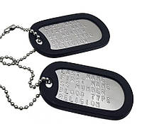 Комплект армейских жетонов Dog Tags с набивкой текста по стандарту НАТО