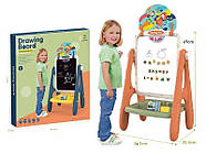 Мольберт, висота 69см, двосторонній, магнітна дошка, цифри та літери (англ.), крейда, фломастер, Дівчатка, фото 2