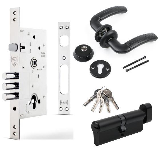 ЗАМОК KALE 252-R + РУЧКИ + БРОНЕНАКЛАДКА ЧОРНИЙ, фото 1