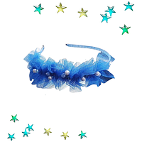 Святковий обруч для волосся дитячий Fashion фатин синій
