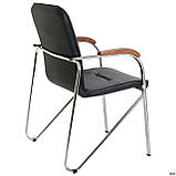 Офісний стілець AMF Самба каркас-алюм підлокітники-горіх кожзам-чорний без канта, фото 4