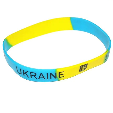 Браслет на руку силіконовий 12мм Україна поштучно | Блакитний Жовтий, фото 3