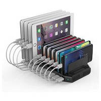 Зарядная станция 10-портовая USB 60W Alxum для iPad, iPhone Xs Max, X, 8 Plus, Samsung Galaxy, Google черный