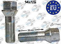Болт колесный М14х1,5х35 конус цинк ключ 17