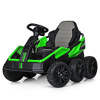 Детский электрокарт на шести колесах и кожаным сиденьем Bambi kart M 5765EBLR-5 Зеленый