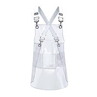 Багаторазовий перукарський фартух прозорий полівінілхлорид з білими лямками, 58х60 см