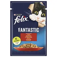 Влажный корм Purina Felix Fantastic для кошек, с говядиной, 85 г