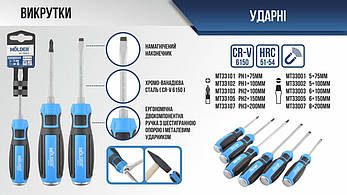 Викрутка Molder шліцева, ударна з шестигранною опорою SL5x100mm, фото 4