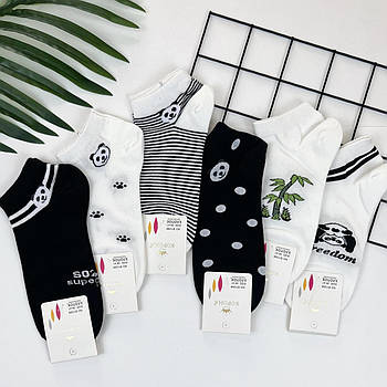 Жіночі короткі бавовняні шкарпетки з пандами Корона