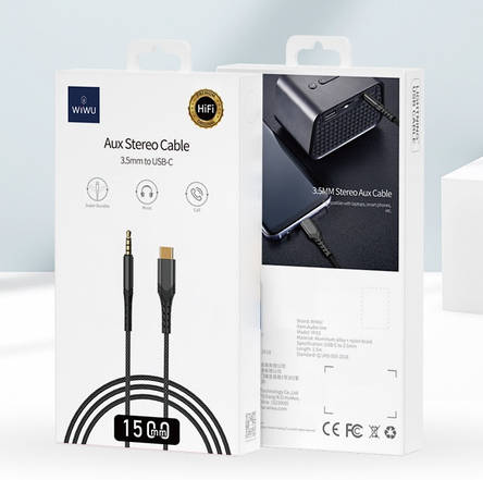 Кабель WIWU YP03 Type C до 3.5mm audio Black, фото 3